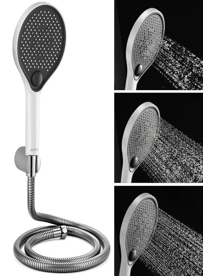 ALTON SHR20270 3-Function, 5-INCH, Hand Shower With SS-304 Grade 1.5 Meter Flexible Hose Pipe and Wall Hook, White & Black - Image 1